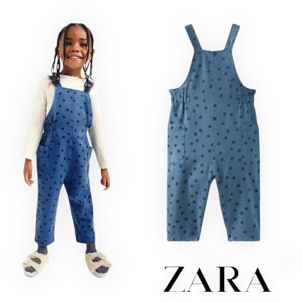 ZARA Kids | Blue | FLOWY POLKA DOT OVERALLS